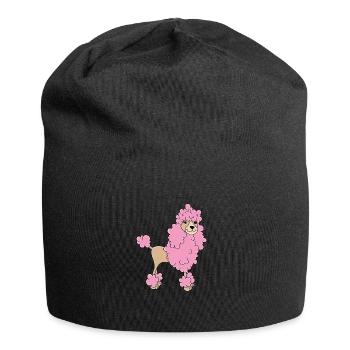 pink poodle dog gift dog owner - Jersey Beanie - black - Front