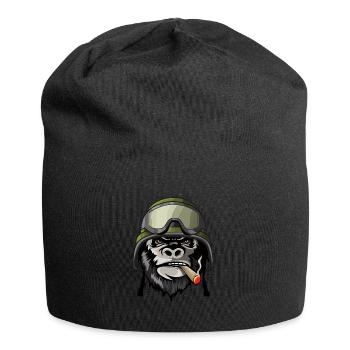 Monkey Gorilla Soldier Cigar Army Soldier Gift - Jersey Beanie - black - Front
