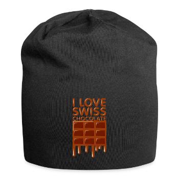 Ich liebe Schweizer Schokolade Geschenk - Jersey-Beanie - Schwarz - Vorne