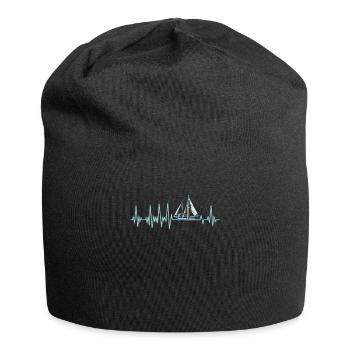 Heartbeat sailing sailboat sailboat gift - Jersey Beanie - black - Front