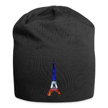 Eiffel Tower Paris France National Flag Souvenir - Jersey Beanie - black - Front
