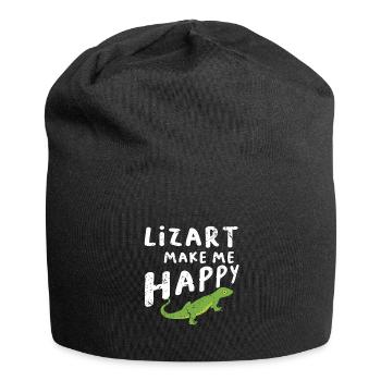Lézard reptile lézard terrarium cadeau - Bonnet en jersey - noir - Devant