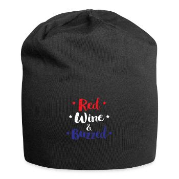 Red Wine And Buzzed Funny 4th Of July - Jersey Beanie - black - Front