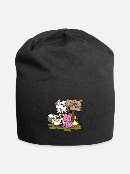 Friends Not Food Animaux végétariens végétaliens bien - Bonnet en jersey - noir