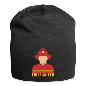 Firefighter Gift Woman Fire Car - Jersey Beanie - black - Front