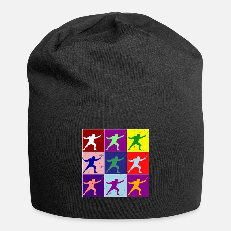 Fechter Silhouette Geschenk in vielen Farben Degen - Jersey-Beanie - Schwarz