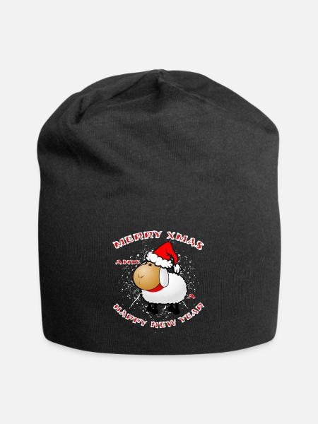 Christmas sheep sheep sheep - Jersey Beanie - black