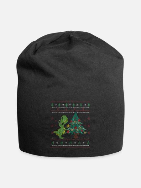 T-Rex Ugly Christmas Dinosaurier Weihnachtsbaum - Jersey-Beanie - Schwarz
