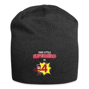 4ème anniversaire de super-héros de bande dessinée cadeau enfants - Bonnet en jersey - charbon - Devant