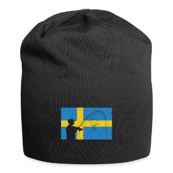 Schweden Schwedische Flagge Angelurlaub Geschenk - Jersey-Beanie - Schwarz - Vorne