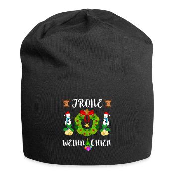 Frohe Weihnachten Adventskranz Weihnachtskranz - Jersey-Beanie - Schwarz - Vorne