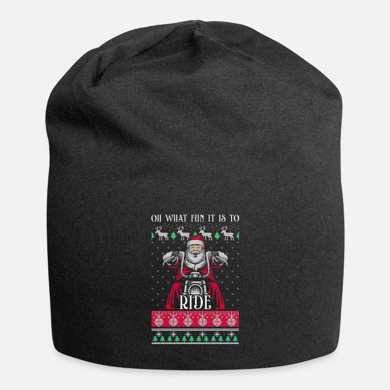 Weihnachtsmann Motorrad Ugly Christmas Geschenk - Jersey-Beanie - Schwarz