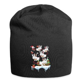 Cadeau de Noël Lapin Lapin Père Noël - Bonnet en jersey - noir - Devant