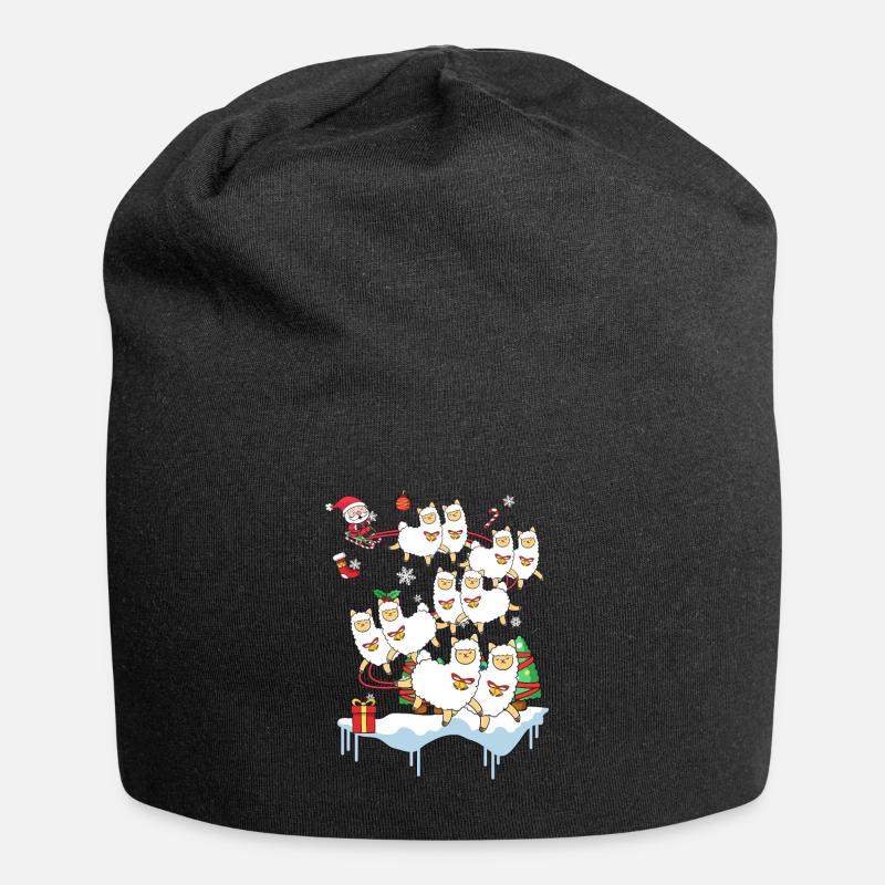 Llama Alpaca Vikunja Santa Christmas Gift - Bonnet en jersey - noir