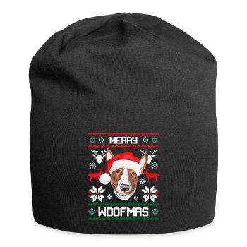Merry Woofma's Bull Terrier Dog Ugly Sweater - Jersey Beanie - black - Front