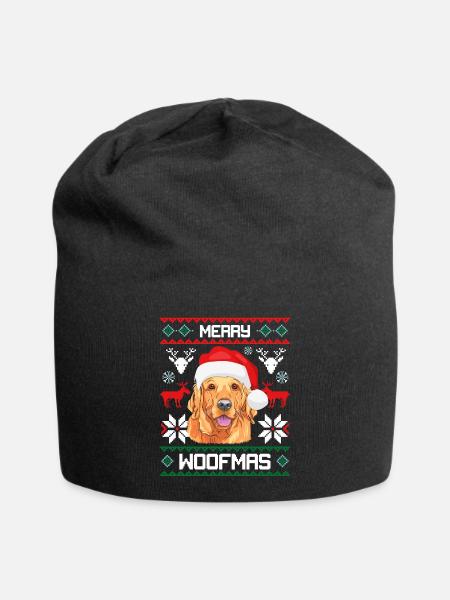 Merry Woofmas Golden Retriever Dog Ugly Sweater - Jersey-Beanie - Schwarz