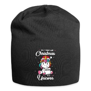 Unicorn as a Christmas present Funny Christmas - Jersey Beanie - black - Front