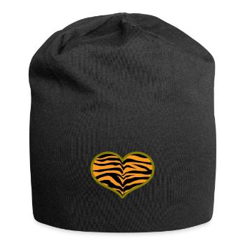Tiger heart Christmas gift kids animal - Jersey Beanie - black - Front