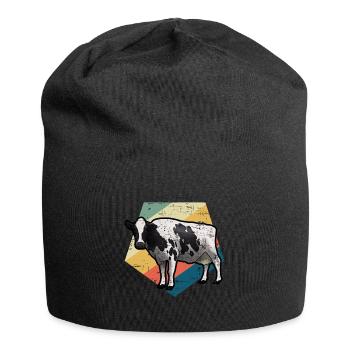 Kuh retro - Jersey-Beanie - Schwarz - Vorne