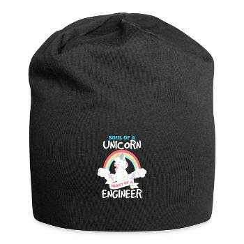 Ingenieur Engineer lustig Einhorn Spruch - Jersey-Beanie - Schwarz - Vorne