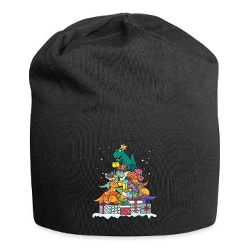 Dinosaurier T-Rex Weihnachten Geschenk - Jersey-Beanie - Schwarz - Vorne