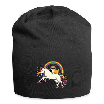 This „Funny Corgi Riding Unicorn Puppy Dog Love Pe - Jersey Beanie - black - Front