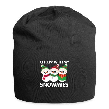 Schneemann Schnee Weihnachten Geschenkidee - Jersey-Beanie - Schwarz - Vorne