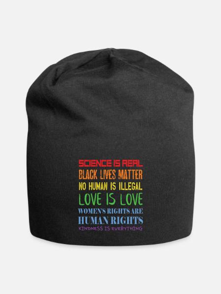 Politische Fragen - Menschenrechte - Demokratie - Jersey-Beanie - Schwarz