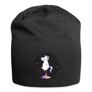 Einhorn kacken lustiges Raum-Ausgaben-T-Stück magisch - Jersey-Beanie - Schwarz - Vorne