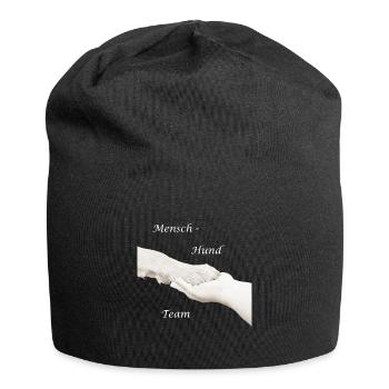 homme chien équipe patte blanc - Bonnet en jersey - noir - Devant