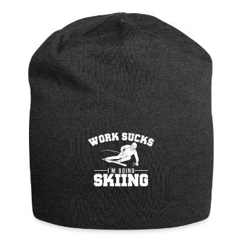 Work Sucks, I'm Going Skiing Funny - Jersey Beanie - charcoal grey - Front
