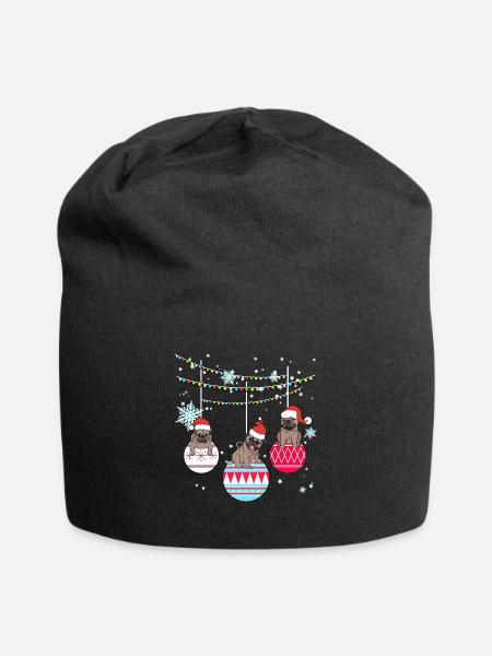 Mops Hund Hundehalter Weihnachten Geschenk - Jersey-Beanie - Schwarz