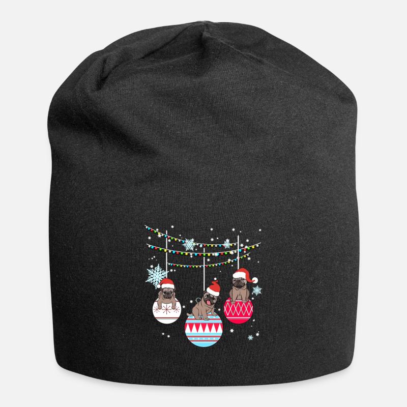 Mops Hund Hundehalter Weihnachten Geschenk - Jersey-Beanie - Schwarz