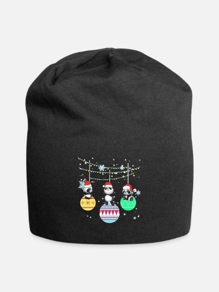 Panda Pandabär Tier Weihnachten Geschenk - Jersey-Beanie - Schwarz
