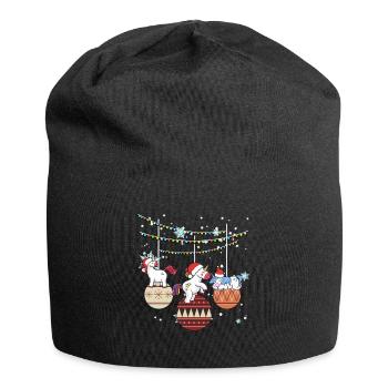Einhorn Einhörner Santa Weihnachten Geschenk - Jersey-Beanie - Schwarz - Vorne