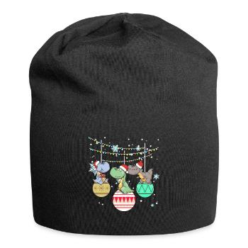 Dinosaure T-Rex Père Noël Cadeau - Bonnet en jersey - noir - Devant