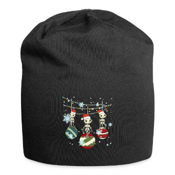 Skelett Skelette Schädel Weihnachten Geschenk - Jersey-Beanie - Schwarz - Vorne