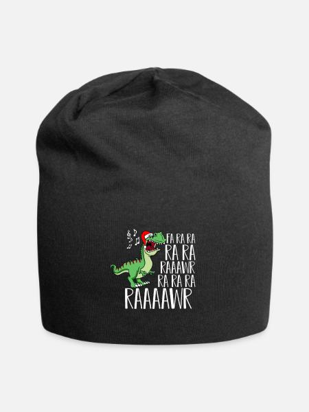 Dinosaur singing Christmas gift - Jersey Beanie - black