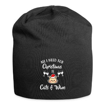 Katzen und Wein Weihnachten - Jersey-Beanie - Schwarz - Vorne