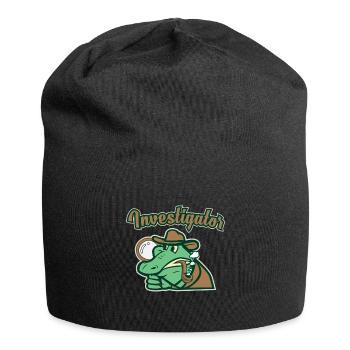Crocodile Aligator Gift Idea Private Investigator - Jersey Beanie - black - Front