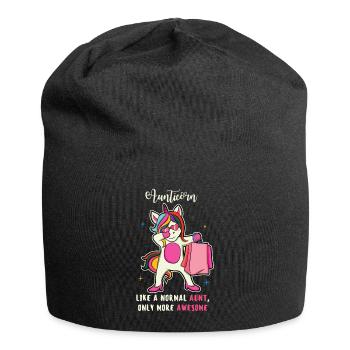Lustig Aunticorn Einhorn Tante Geschenk Sprüche - Jersey-Beanie - Schwarz - Vorne