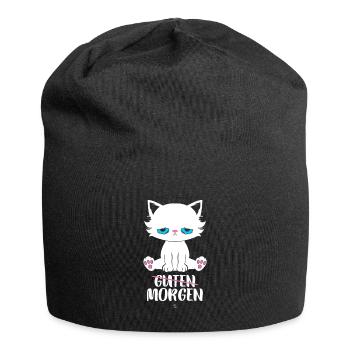 Guten morgen cat gift - Jersey Beanie - black - Front