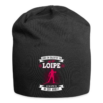 Cooles Langlauf Wintersport Loipe Frauen Geschenk - Jersey-Beanie - Schwarz - Vorne