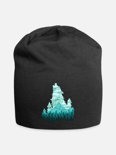 Wild Wolf Nature Nature Solitaire Forêt Cadeau - Bonnet en jersey - noir