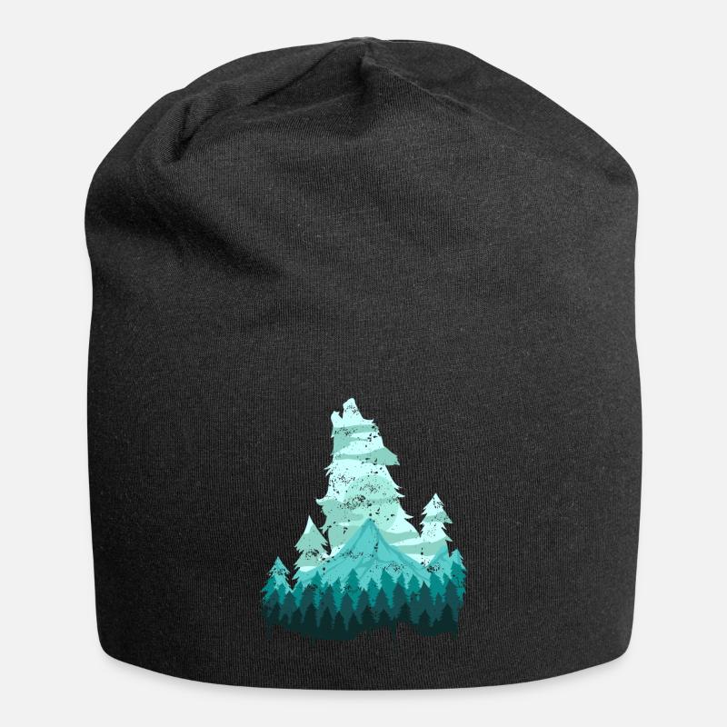 Wild Wolf Nature Nature Solitaire Forêt Cadeau - Bonnet en jersey - noir