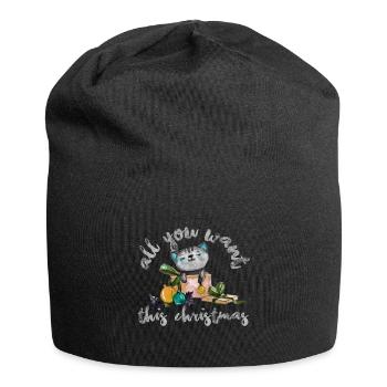 Cat Christmas Maine Coon Persian Animal Gift - Jersey Beanie - black - Front