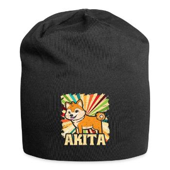 Akita Hundebesitzer Retro Vintage Geschenk - Jersey-Beanie - Schwarz - Vorne