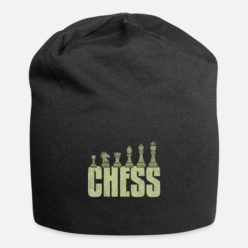 Schach Geschenk Schachbrett Turm König - Jersey-Beanie - Schwarz