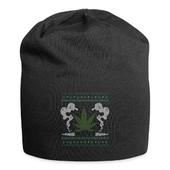 Ugly Christmas Cannabis Weed Christmas Gift - Jersey Beanie - black - Front