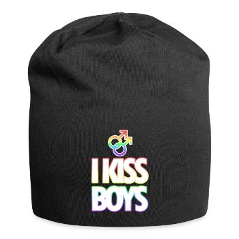 LGBT - Gay - Gay - I kiss boys - Jersey Beanie - black - Front